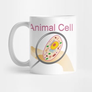 A vector illustration of an animal cell with labels on white background. Mug